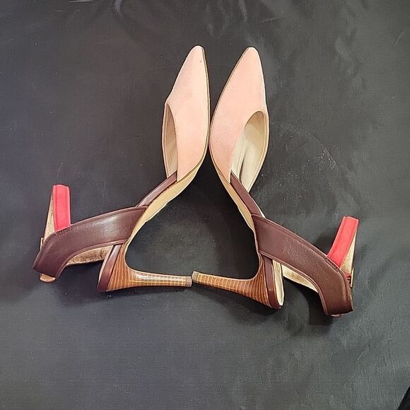 LOUISE ET CIE LOW ESPERANCE LEATHER SUEDE ANKLE STRAP HEELS - Picture 13 of 15